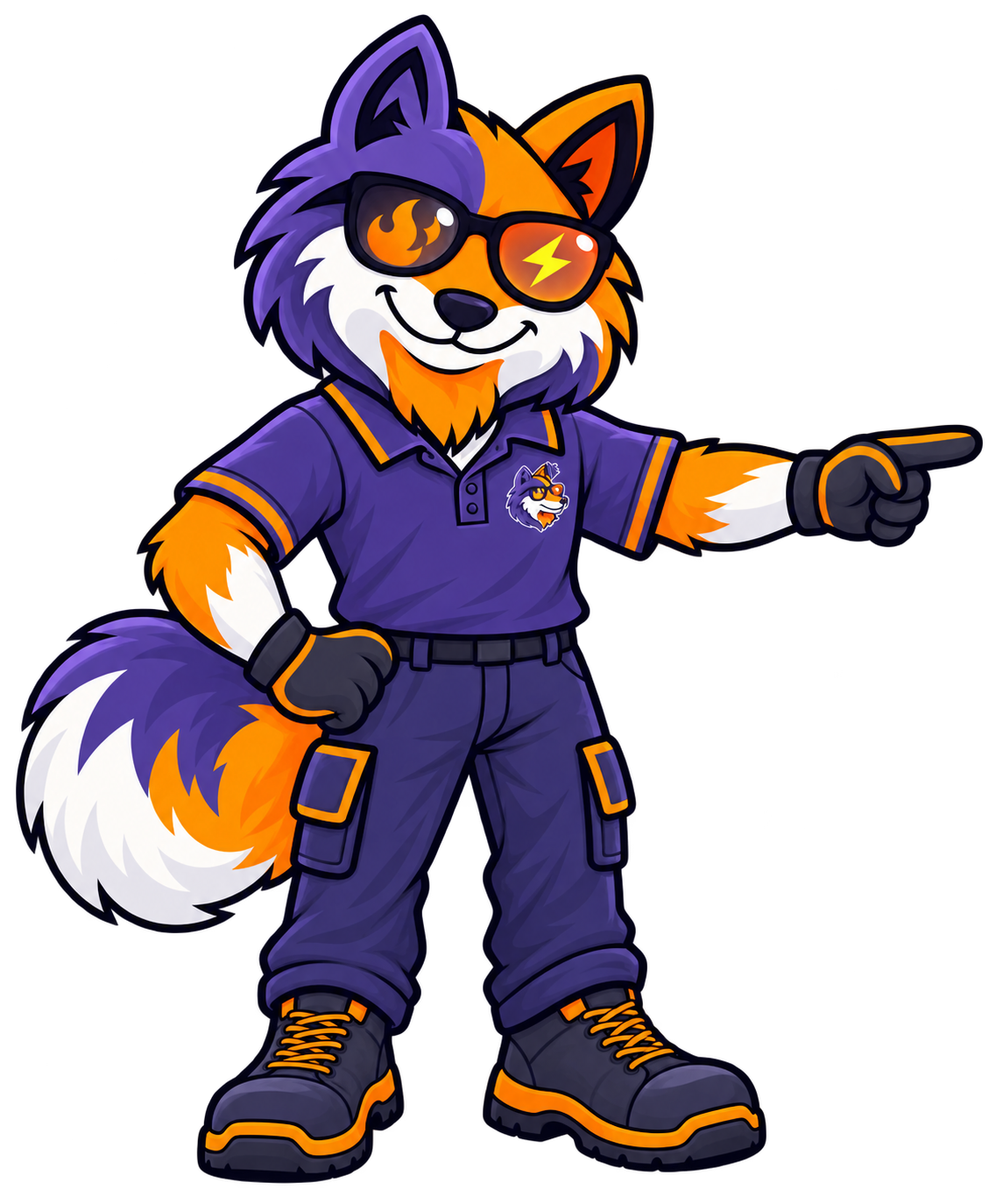HAXX fox mascot standing to the left and pointing toward Start A Service Request